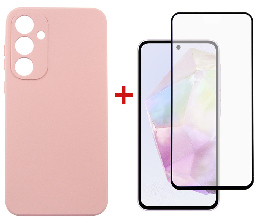 Чохол-накладка Dengos для Samsung Galaxy A35 SM-A356 Pink (DG-KM-91) + захисне скло, фото 1