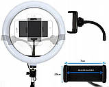Кільцева LED лампа для селфі 26см з тримачем для телефону та кріпленням під штатив Ring Fill Light -QX-260., фото 10
