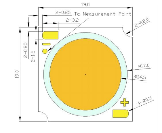 Потужний світлодіод 57Вт 36вольт 1440 мА 3000К 6630лм PROLIGHT PACF-57FVL-BC8P COB 7988