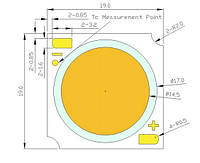 Потужний світлодіод 57Вт 36вольт 1440 мА 3000К 6630лм PROLIGHT PACF-57FVL-BC8P COB 7988