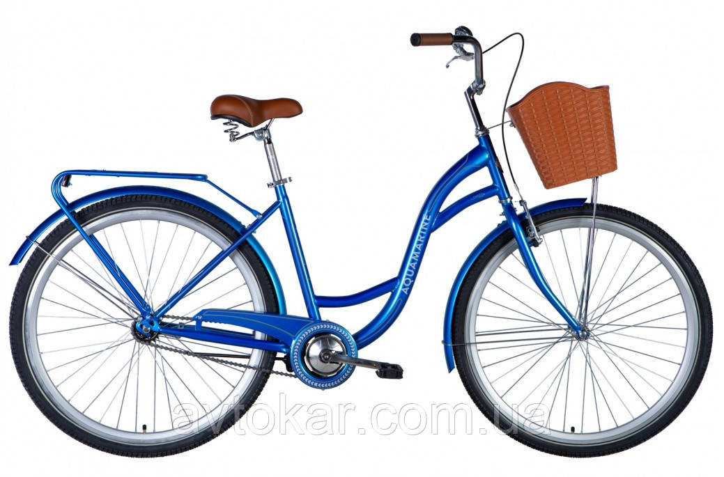 Велосипед ST 28" Dorozhnik AQUAMARINE гальмівна рама-" з багажником задн St з кошиком Pl з крилом St 2024