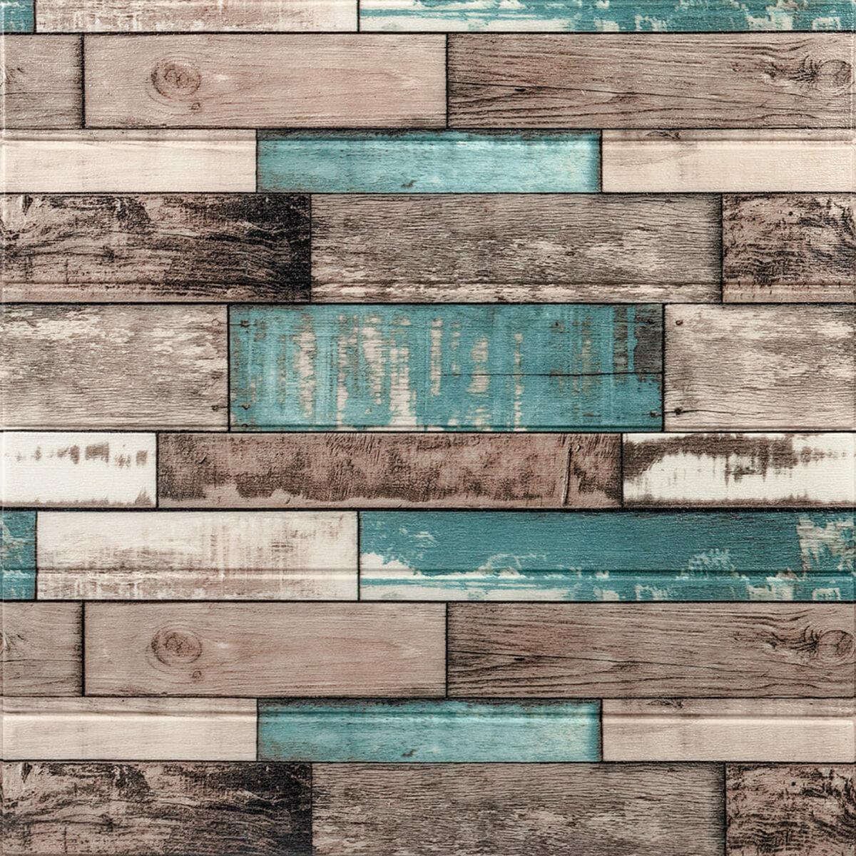 Декоративна 3D панель самоклейка 700х700х6мм Синє дерево (088) SW-00000275