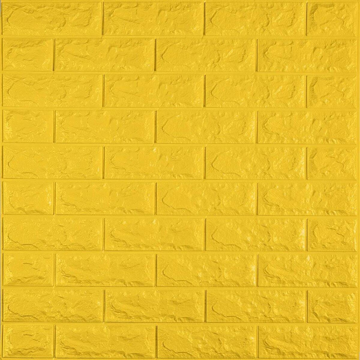 3D панель самоклеюча 700х770х7мм цегла Жовтий (010-7) SW-00000049