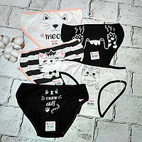 Дитячі трусики для дівчинки набір 5 шт бавовняні труси дівчинці Donella 146-152 см 10-11 років Котики 4171KT