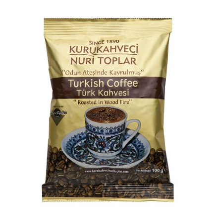 Турецька кава мелена Nuri Toplar 100 г, кава дрібномелена для турки, помірно міцна, без добавок