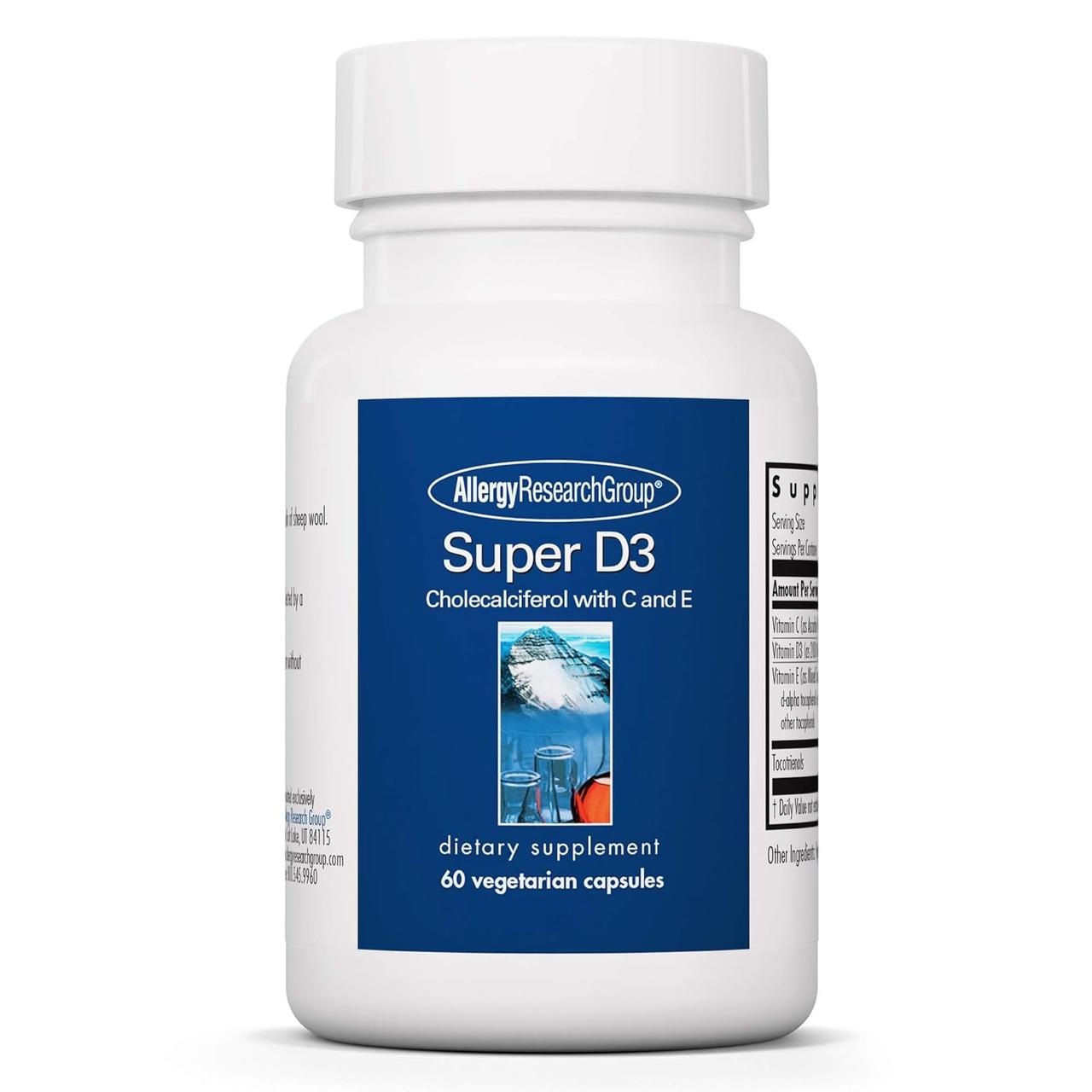 Allergy Research Super D3 / Вітамін Д3 Холекальциферол + вітамін C і E 60 капсул