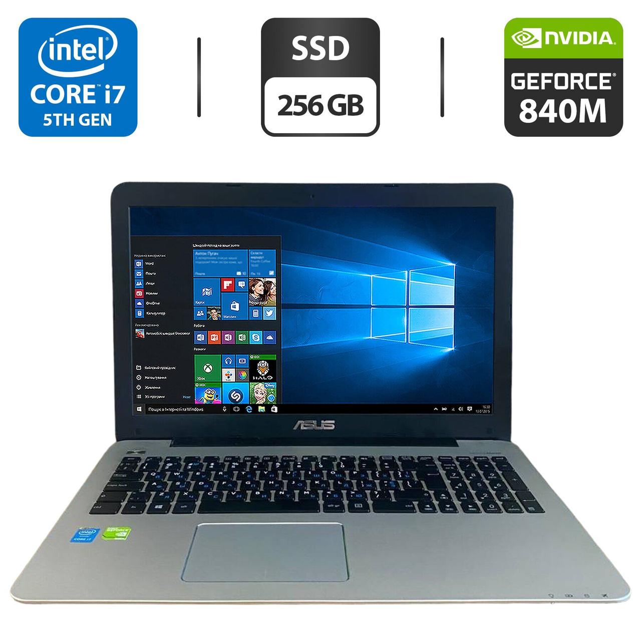 Ноутбук Б-клас Asus K55L/ 15.6" (1920x1080)/ Core i7-5500U/ 12 GB RAM/ 256 GB SSD/ GeForce 840M 2GB