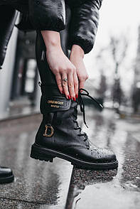 Черевики жіночі чорні зимові Dior Boots (07187)