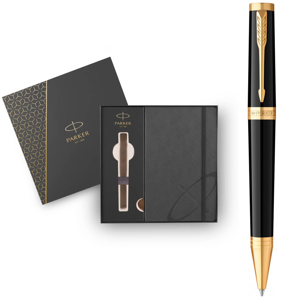 Набір Parker INGENUITY Black Lacquer GT BP (кулькова ручка + блокнот Parker), фото 1
