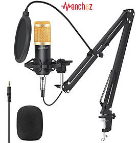 Студійний мікрофон Manchez BM800 (Jack 3.5 мм) зі стійкою пантограф і поп-фільтром Black/Gold
