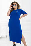 Базова сукня-футболка з розрізом Тканина кулір Розміри 46-48,50-52,54-56,58-60,62-64,66-68, фото 2