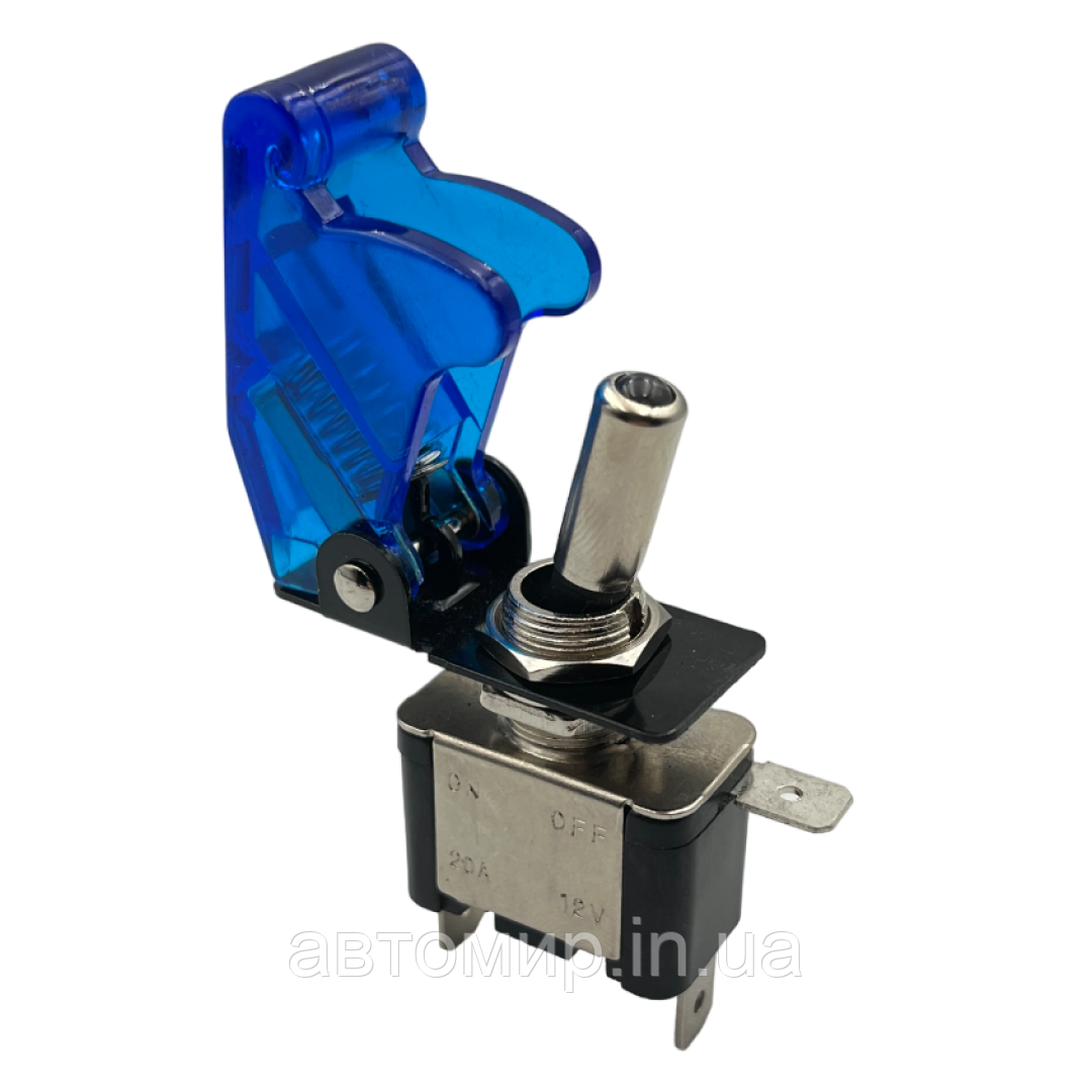 Автомобільний тумблер-кнопка з підсвічуванням синього кольору 12-24В, 2 положення FL-890123, фото 1