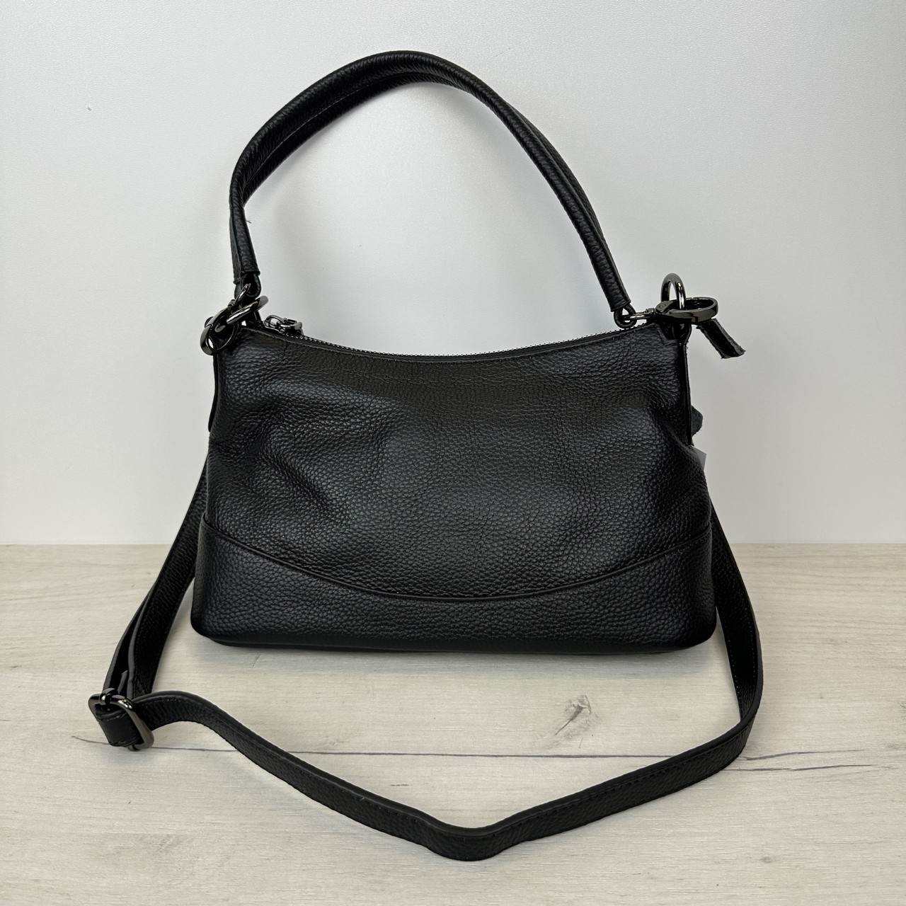 Сумка шкіряна через плече С72-КТ-4295 Чорна, фото 1