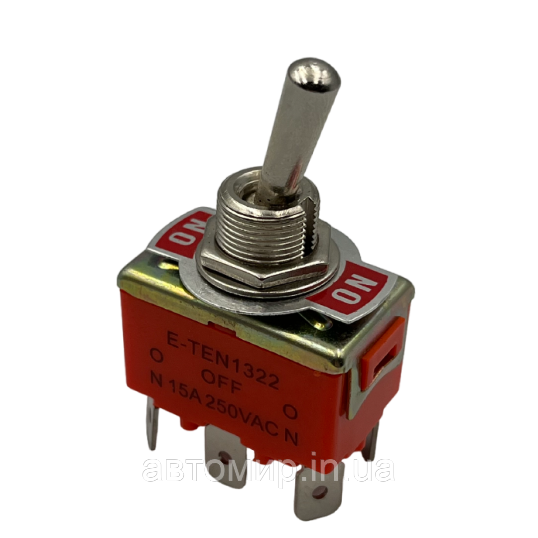 Автомобільний тумблер-кнопка червоного кольору 12-220В, 3 положення FL-57809, фото 1