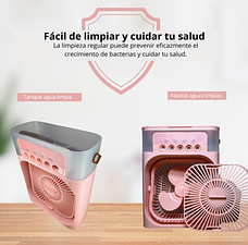 Портативний USB вентилятор з водяним охолодженням Air Cooler Fan 4в1 Нічник зволожувач з LED підсвічуванням, рожевий, фото 3