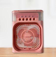Портативний USB вентилятор з водяним охолодженням Air Cooler Fan 4в1 Нічник зволожувач з LED підсвічуванням, рожевий, фото 6