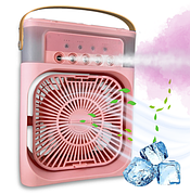 Портативний USB вентилятор з водяним охолодженням Air Cooler Fan 4в1 Нічник зволожувач з LED підсвічуванням (рожевий)