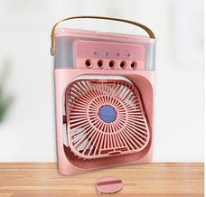Портативний USB вентилятор з водяним охолодженням Air Cooler Fan 4в1 Нічник зволожувач з LED підсвічуванням, рожевий, фото 5