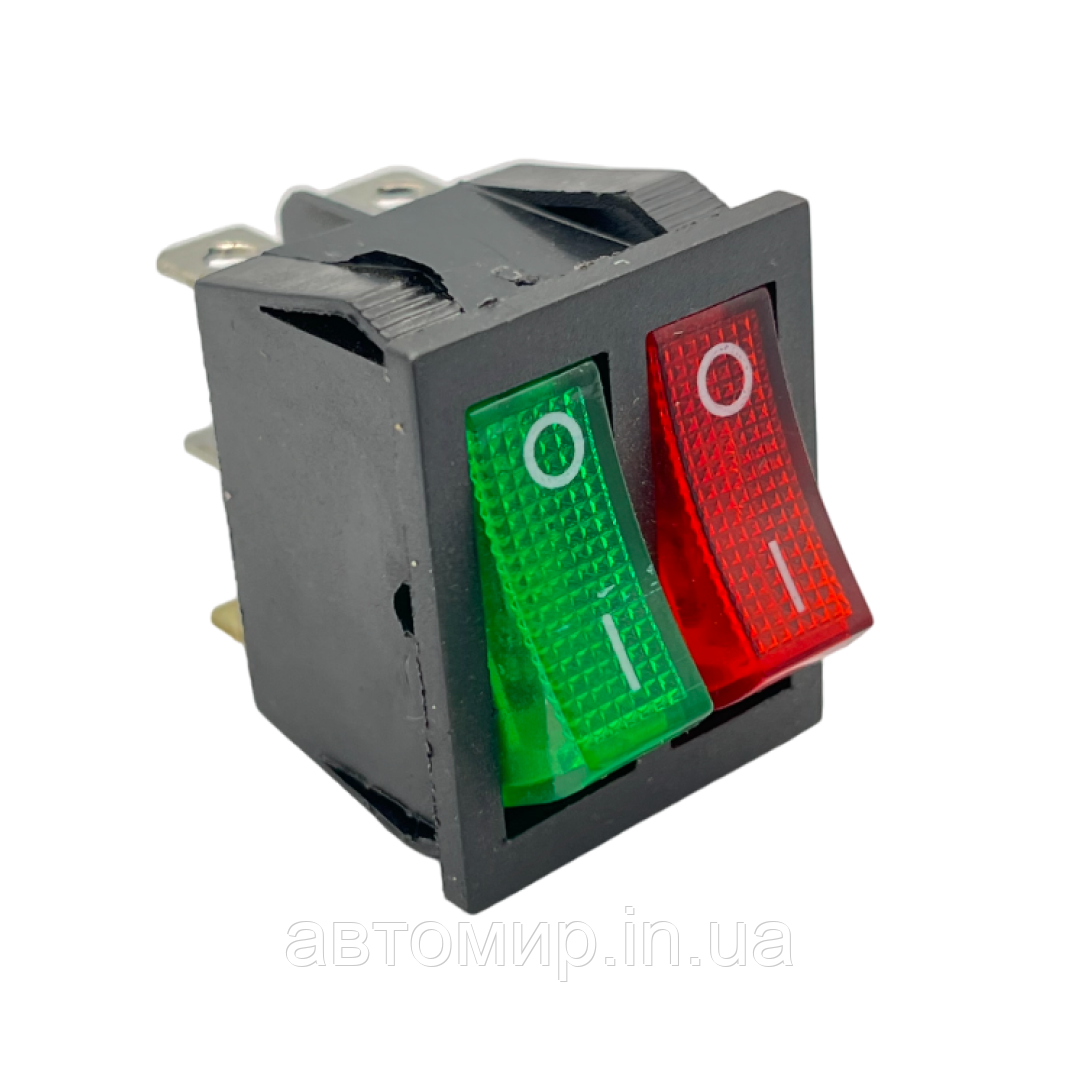 Автомобільна кнопка двокольорова прямокутної форми 12-24V 2 положення FL-012345, фото 1
