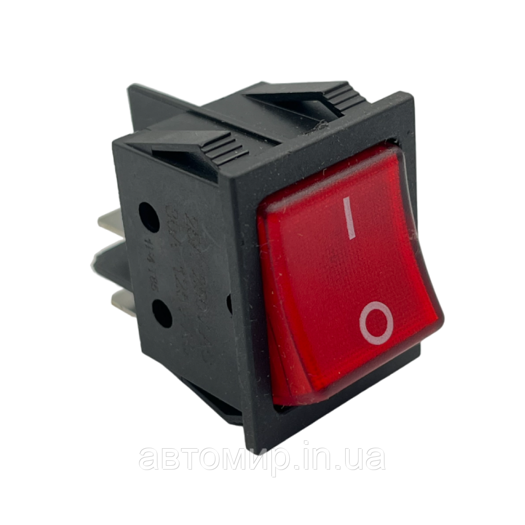 Автомобільна кнопка червоного кольору прямокутної форми 12-24В, 2 положення FL-123456, фото 1