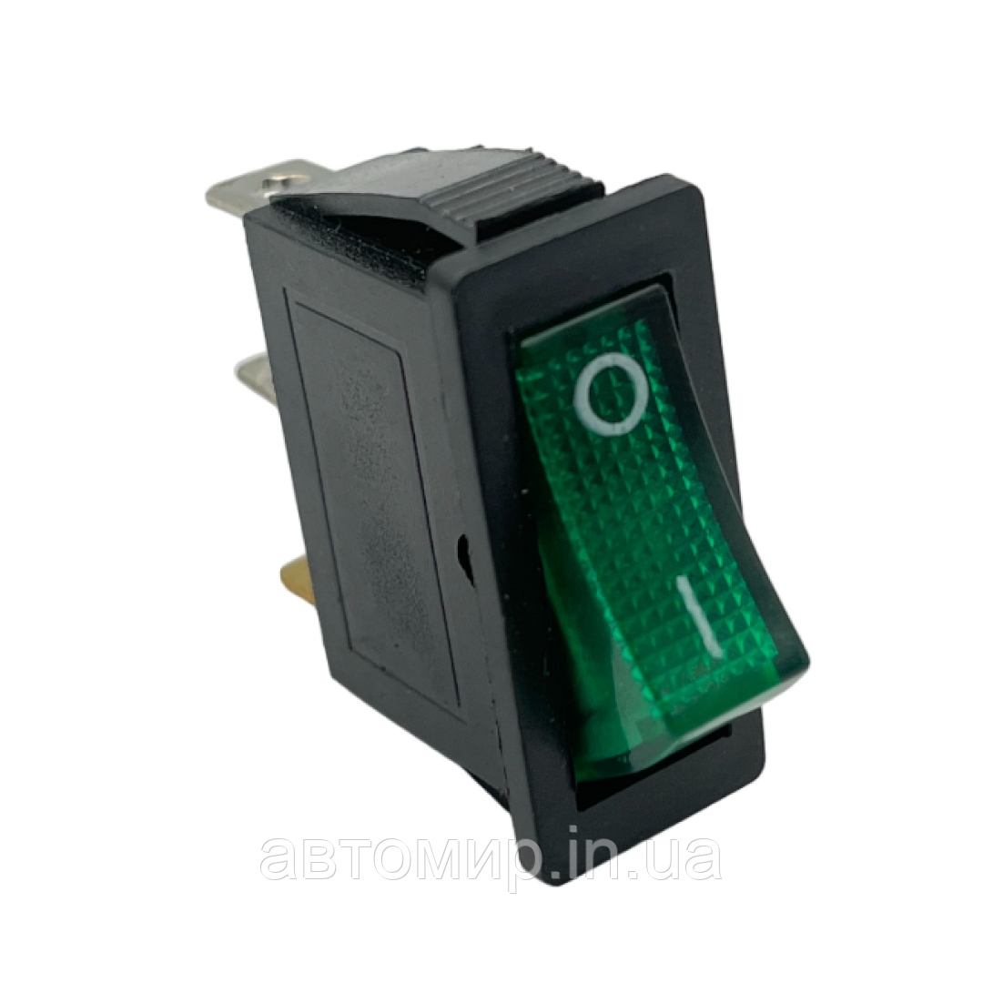 Автомобільна кнопка зеленого кольору 12-24В, 2 положення FL-163908, фото 1