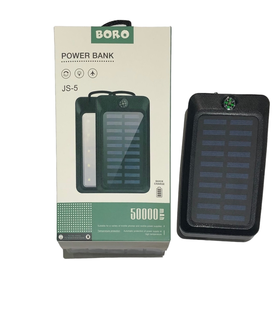 Повербанк із сонячною панеллю (power bank) 50000mAh (2400mAh) Boro JS-5 LS-JS5
