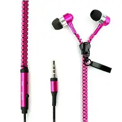 Навушники Zipper 3.5 мм Блискавка Рожеві LS-ZIPP35
