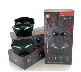 Бездротові ігрові вакуумні сенсорні навушники Bluetooth TWS PM-7 PRO STEREO з RGB-підсвічуванням LS-NPM7