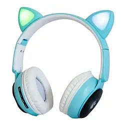 Бездротові навушники "Котячі вушка" CatEar ST77M з підсвічуванням RGB Bluetooth MP3 плеєр Blue LS-ST77MBLU