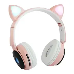 Дитячі навушники без проводів "Wireless earphone ST77M" Рожеві, bluetooth навушники з котячими вушками LS-ST77PIN
