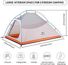 Надлегкий тримісний намет з футпринтом Naturehike Cloud Up 3, Orange (NH18T030-T), фото 3