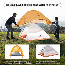 Надлегкий тримісний намет з футпринтом Naturehike Cloud Up 3, Orange (NH18T030-T), фото 4