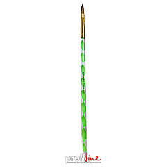 Пензель для акрилу з крученою ручкою Kolinsky Germany Acrylic Nail Brush №10 зелений в тубусі
