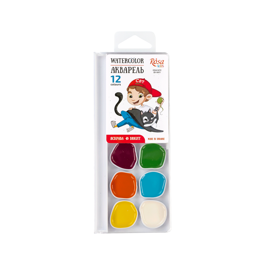 Акварельні фарби 12 кольорів Rosa Cats with a Boy 301203