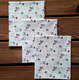 Пелюшки дитячі легкі ситцеві 3 шт. розмір 100*80 см бавовна в пологовий будинок BST Рожевий та чорний з білим