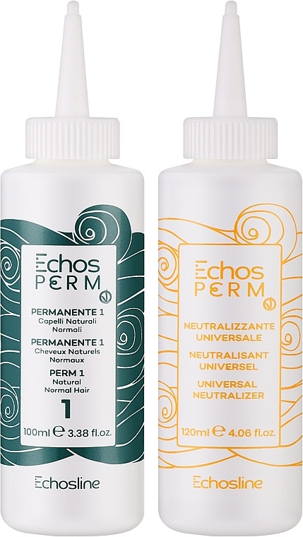 ECHOSLINE Echos Perm Vegan P1 Набір для хімічної завивки для нормального, натурального волосся 100+120 мл (Оригінал)
