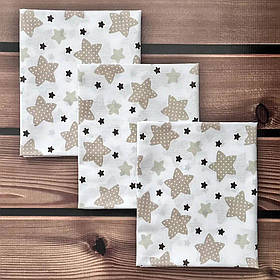 Пелюшки дитячі легкі ситцеві 3 шт. розмір 100*80 см бавовна в пологовий будинок BST Бежевий з білим