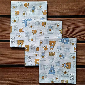 Пелюшки дитячі легкі ситцеві 3 шт. розмір 100*80 см бавовна в пологовий будинок BST Блакитний і бежевий з білим