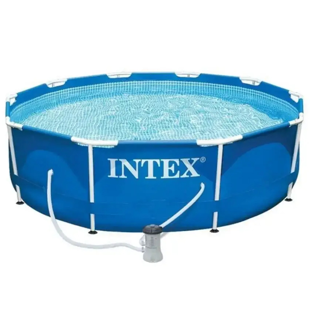 Басейн круглий міцний каркасний Intex 28202 з фільтр-насосом 305х76 см на 4485 л синій