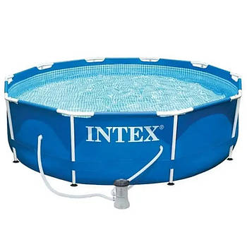 Басейн круглий міцний каркасний Intex 28202 з фільтр-насосом 305х76 см на 4485 л синій
