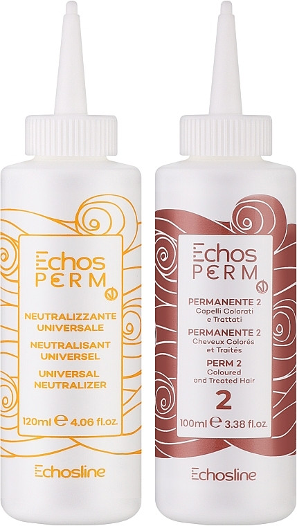 ECHOSLINE Echos Perm Vegan P2 Набір для хімічної завивки для фарбованого, пошкодженого волосся, 100+120 мл (Оригінал)