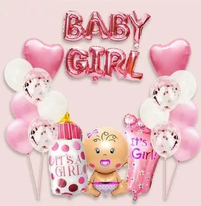 Набір з кульок на виписку Baby Girl | Рожевий