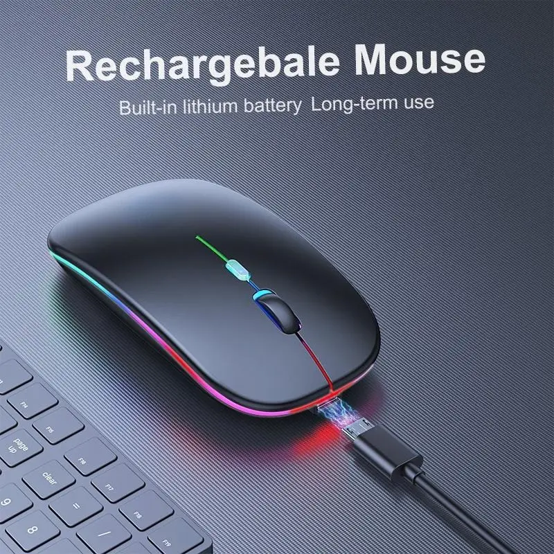 Бездротова безшумна миша BauTech Зі світлодіодним RGB підсвічуванням акумуляторна + 2.4 ГГц LS-013044