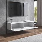 Тумба на стену під ТВ антрацит (сіра) з білим фасадом 139*30*41 см, фото 2