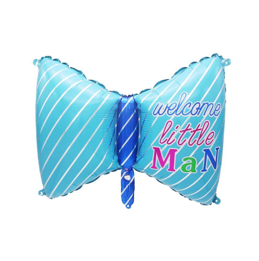 Фольгована кулька бант Welcome Little Man 44х76см (29") | Блакитний