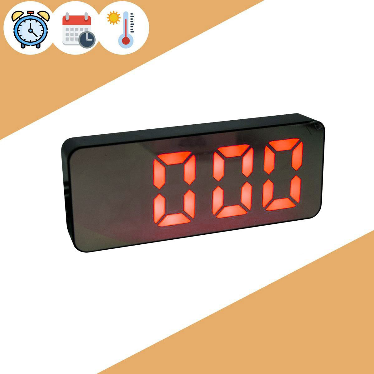 Годинник електронний настільний Gaosiio DS-3821L, Червоне підсвічування, дзеркальний годинник світиться в темряві