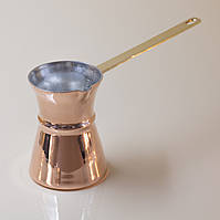 Мідна турка Грецька Афіна 70/110 мл. ZH Класична ручка латунь