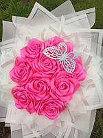 Букет з атласних стрічок троянди