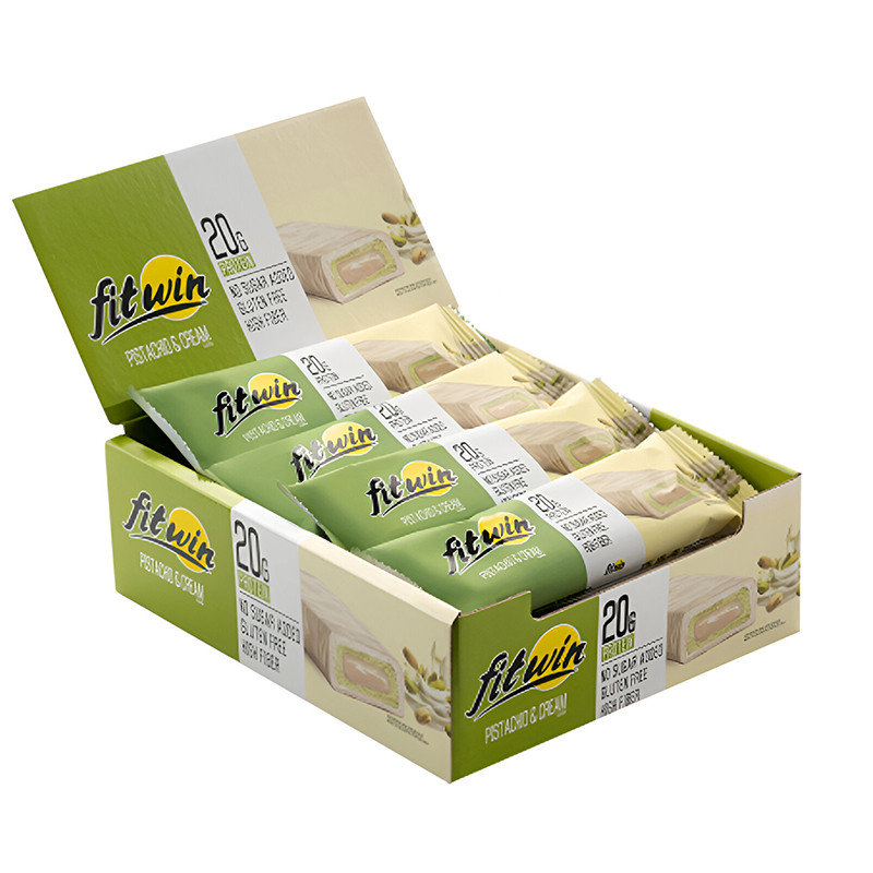 Батончик FitWin PISTACHIO&CREAM з начинкою, БЕЗ ЦУКРУ 60 г 33%, фото 1