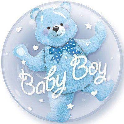 Повітряна кулька 3D БАБЛЗ BABY BOY C ВЕДМЕДИКОМ | Блакитний, фото 1